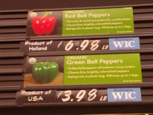 Organic bell pepper prices Aug 2015